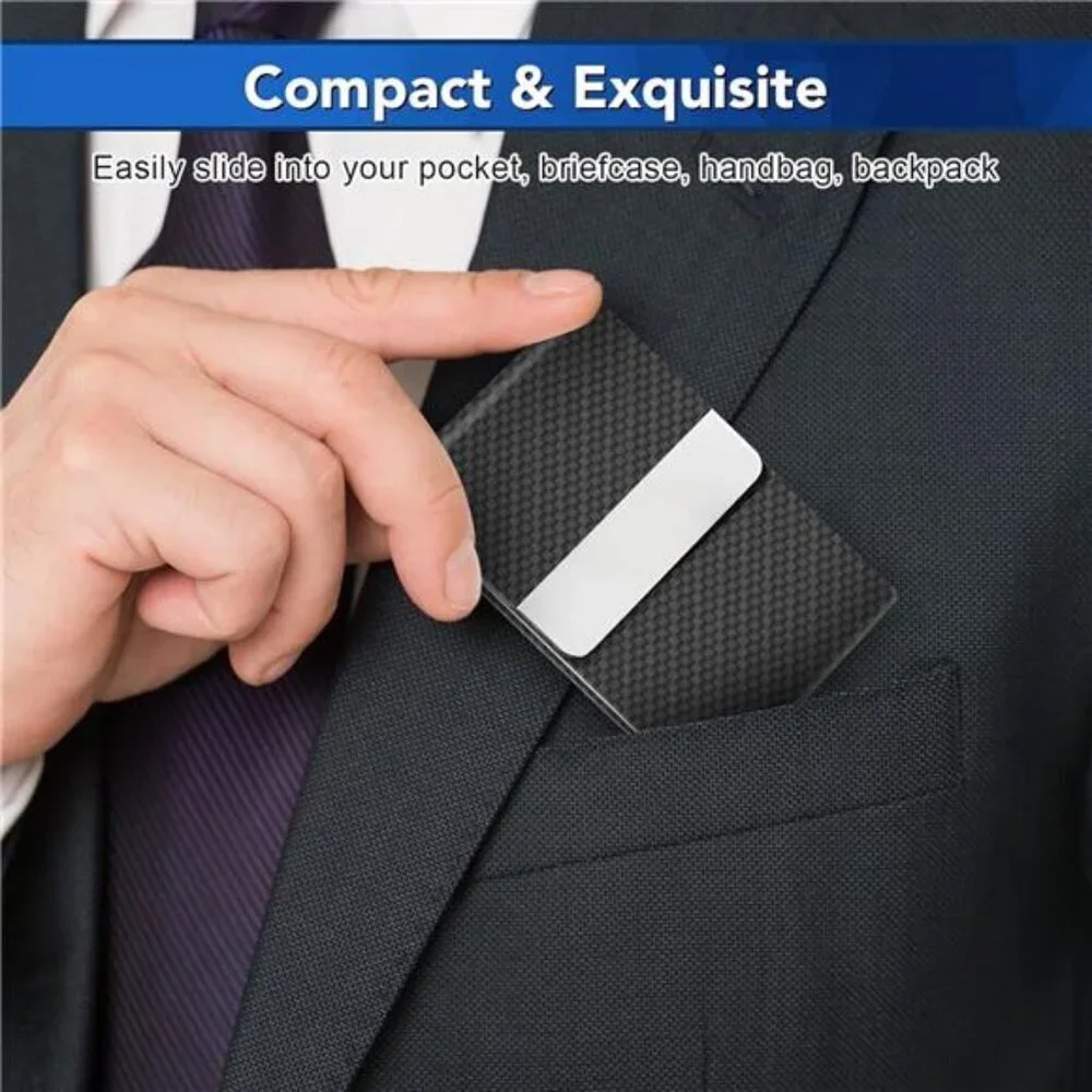 RFID Business Card Holder Metal PU Leather Slim Case for Men Women Pocket